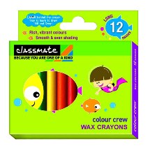 COLOR CREW WAX CRAYON LONG, 12 SHADES